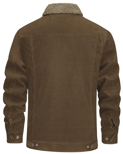 KEFITEVD Men's Corduroy Jacket Sherpa Lined Fleece Trucker Jackets Cotton Turn-down Collar Jacket Warm Winter Coat2