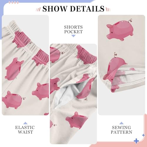 Pig Boys Long Pants Soft Trousers Elastic Waist Kids Lounge Bottoms with Pockets S-XL4