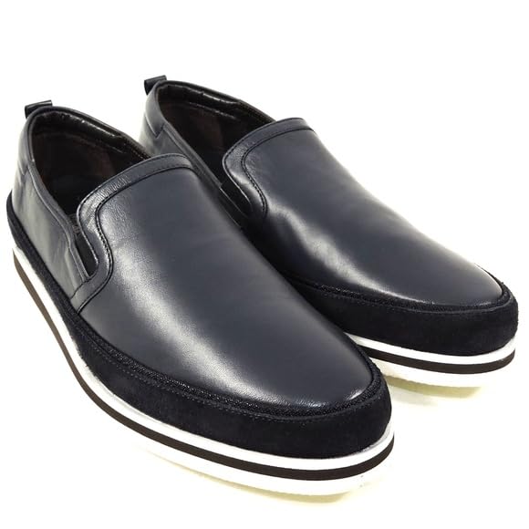 Baldinini 🇮🇹 Men's Navy Blue Soft Leather Comfort Summer Flat Loafers4