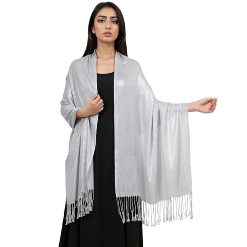 LMVERNA Women's Sparkling Glitter Pashmina Scarf Shimmer Reversible Shawls and Wraps Scarf for Women