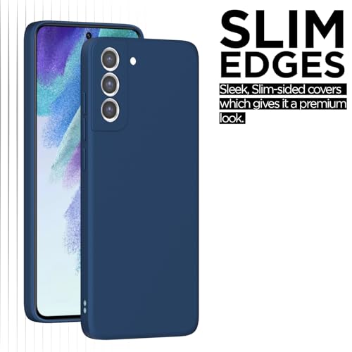 Image of Outlouders Back Cover for Samsung Galaxy S21 FE 5G | Camera Protection | Durable Soft Matte Silicone Bumper Case (Blue)