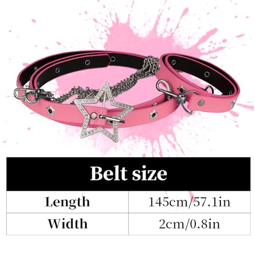 Y2K Aesthetic Colorful Faux Leather Belt, Adjustable Star Decor Dopamine Waist Belt Street Style for Female2