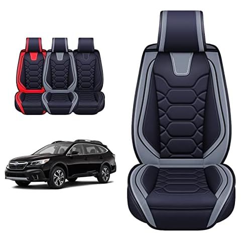 OASIS AUTO Forester Outback Legacy Impreza Crosstrek Accessories Seat Covers 2010-2025 Custom Fit Leather Cover Protector Cushion (Front Pair, Gray) Cover