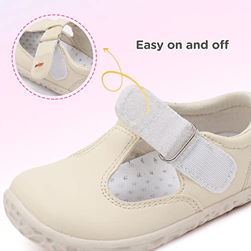 L-Run L-RUN-A0308-BEIGE-132-1 Toddler Mary Jane Shoes Baby Girl Dress Shoes Anti-Slip Walking Shoes Ballet Flats thumb #1