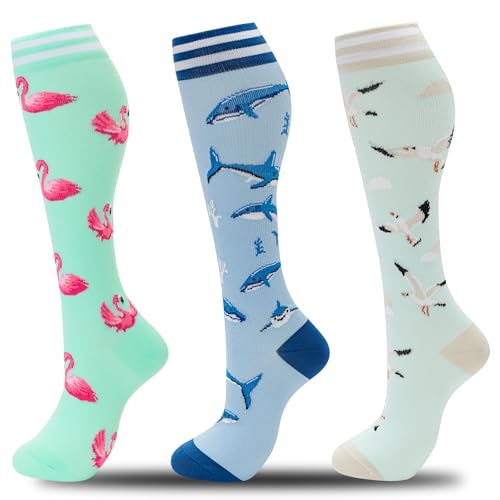 Image of fenglaoda Compression Socks for Women Men 3 Pairs Graduated Compression Support Circulation Socks for Nurses