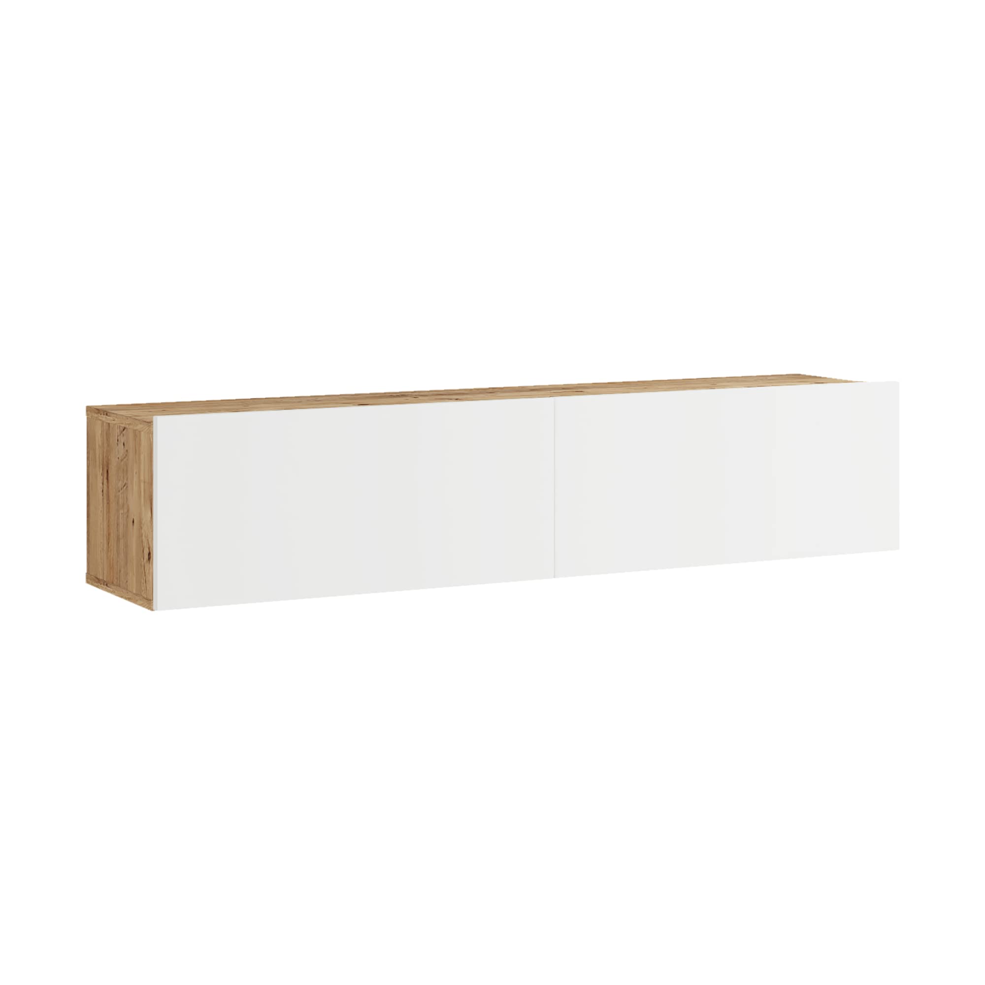 [en.casa] Mobile TV da Parete Armadio a Muro con Ante a Ribalta Consolle Pensile Stand Multimediale Larghezza 140 cm - Rovere Rustico/Bianco