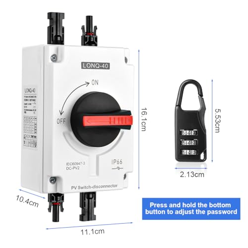 Miniatura 2 de Offcup Disyuntor Dc, 1200v 32a Interruptor De Cc Fotovoltaico, Disyuntor Para Sistema Solares Fotovoltaicas, Ip66 A Prueba De Agua Protección Ultravioleta