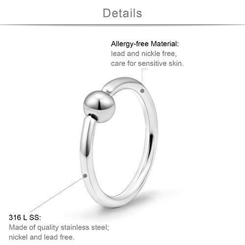 SCERRING 12PCS 16G Stainless Steel Captive Bead Ring Nose Rings Hoop Helix Daith Cartilage Tragus Earrings Nipple Eyebrow Body Piercing 6-16mm2