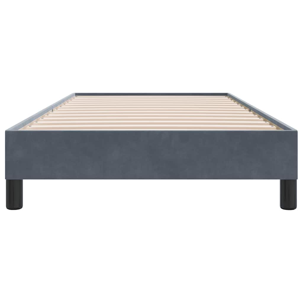 Dunkelgraues Samt Bettgestell 80x220 cm, Modernes Platform Bett für Schlafzimmer, Stabiler Lattenrost, Langlebige Holzwerkstoff Konstruktion, Komfortables Möbelstück