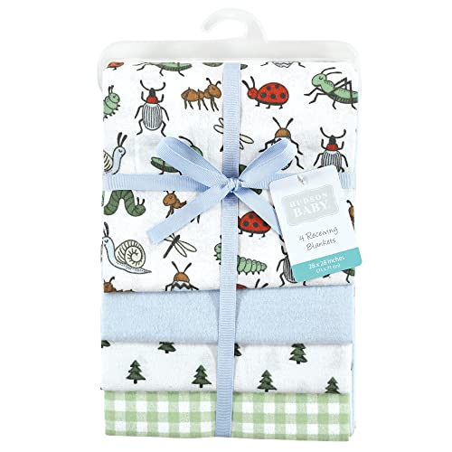 Image of Hudson Baby Unisex Baby Cotton Flannel Receiving Blankets, Bugs, One Size (Pack of 2)
