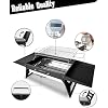 Charmline 20x14inch Big Foldable Portable Charcoal Grill, Charcoal Grills for Camping, Picnics, Gardens and Beach Parties, Black, With 44x24in Fireproof Mat