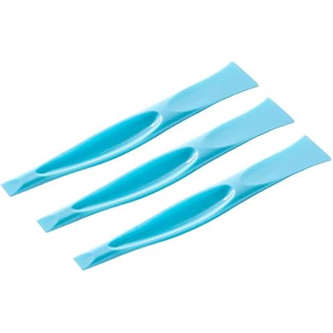 Plastic Scraper Label Scraper Label Peeler Can Opener, Eunion Plastic Multipurpose Stiff Scraper Scratch Free Cleaning Tool, 3 Pack, Blue Cover