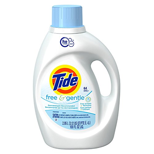 Image of Tide Free and Gentle HE Laundry Detergent Liquid, 100 oz, 64 Loads, Unscented and Hypoallergenic for Sensitive Skin, Free and Clear of Dyes and Perfumes (Packaging May Vary)