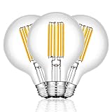 CRLight 8W 3000K Dimmable LED Edison Globe Bulb Soft White 800LM, 80W Incandescent Equivalent E26 Medium Base Vintage G80 LED Globular Light Bulbs, Omnidirectional Vanity Mirror Light, 3 Pack