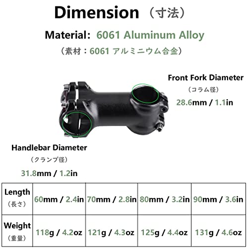 Jeelad 31.8 Bike Stem 7° Degree 60Mm 70Mm 80Mm 90Mm Handlebar Bicycle Stem Riser Bar Clamp For Most Bicycle Mountain Road Bike Mtb Bmx Cycling #TOP1