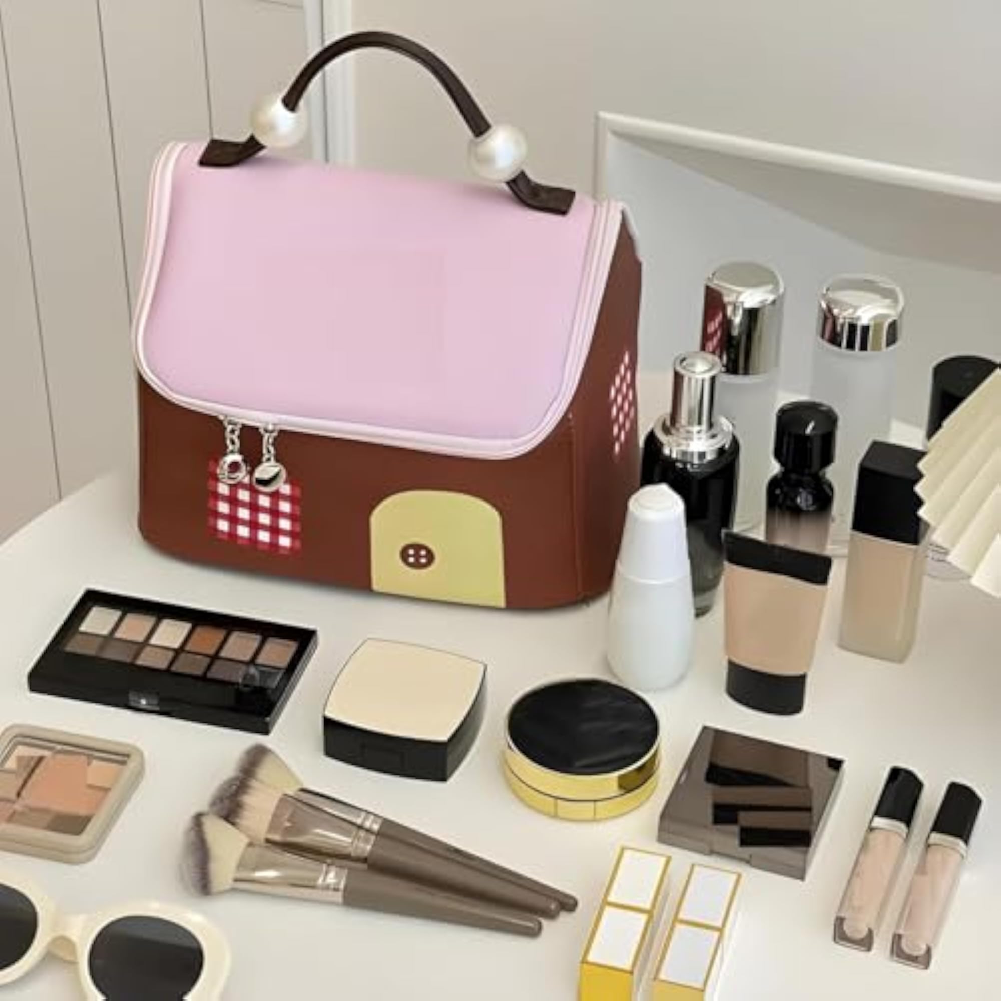 Makeup Travel Pouch Essentials, House Shaped Cosmetic Bag