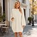 Strickkleid Damen Winter, Oversize Pulloverkleid Damen Elegante Winterkleid Langarm Herbst Winter Pullover Lang Herbstkleid Einfarbig Sweatkleid Knielang Warm Strickkleider Rundhals Winterkleider