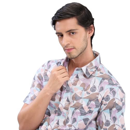 Image of Spykar Men's Slim Fit N /A Half Sleeve Printed Casual Shirts