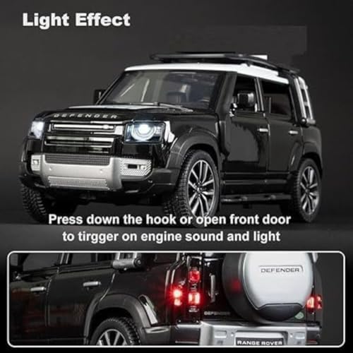 Image of Range Rover Defender 1:32 Scale Model Car Exclusive Alloy Metal Pull Back Die-cast Car Metal car with Openable Doors & Light Music Best Gifts Toys Kids【Colors as Per Stock】(Defender 1:32)