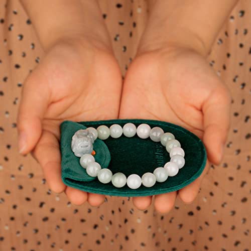 ZenBless Fengshui Wealth Prosperity White Real Jade Bracelet For Women Men 10mm Bead with Pi Xiu/Pi Yao Attract and Good Luck Light Green2