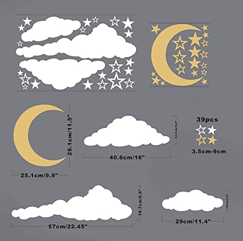 Vinilos decorativos de luna, estrellas y nubes para pared miniatura 2