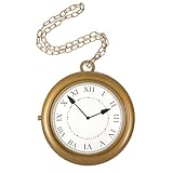 TOYANDONA Collar Colgante Reloj Dorado de Plástico para Cosplay y Disfraces de Fiesta Accesorio Retro Tamaño Grande Decoración Temática para Halloween y Eventos Festivos