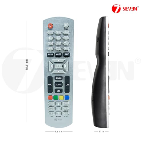 Image of 7SEVEN Silver Dish TV Remote Control Compatible with All Dish TV SD /HD DTH with Recording Set Top Box