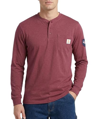Image of BOCOMAL FR Shirts Flame Resistant Shirt 5.5oz 100% Cotton Light Weight CAT2 Fire Retardant Henley Shirts