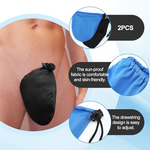 Image of Dansydaisy 2 Pcs Men's Tanning Pouch Sun Protection, Tanning Cover for Men (Plain,Blue and Black)