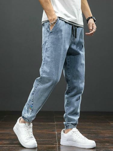 Spring Summer Black Blue Cargo Jeans Men Streetwear Denim Jogger Pants Men Baggy Harem Jean Trousers2