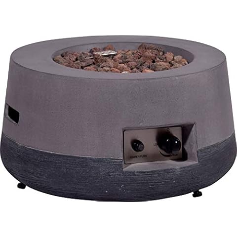 dobar Outdoor de Lava de Horno Redondo con Piedras de Lava, propano Gas de Llama, magnesio de Fuego de Interfaz Hoguera, Gris, 60 x 60 x 30 cm Cover
