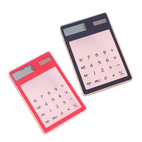 2 pezzi Calcolatrice Touch Ultra Sottile Energia Solare Piccola e Leggera con Funzioni Base per Scuola Media e Ufficio Design Nero e