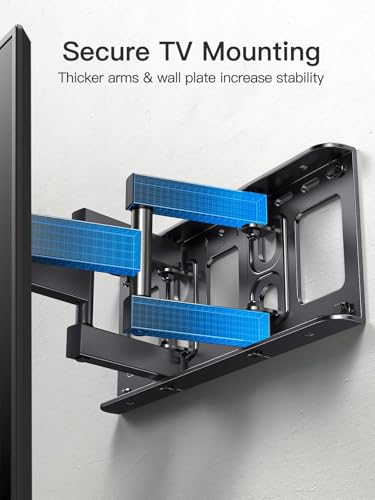 Pipishell TV Wall Mount for 26-74 inch LED LCD OLED 4K TVs up to 99lbs, Full Motion TV Mount Bracket Articulating Swivel Extension Tilting Leveling Max VESA 400x400mm, Fits 12/16 Inch Wood Studs - Image 4