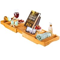 Algopix Similar Product 16 - Luxury Bamboo Bathtub Tray Caddy 