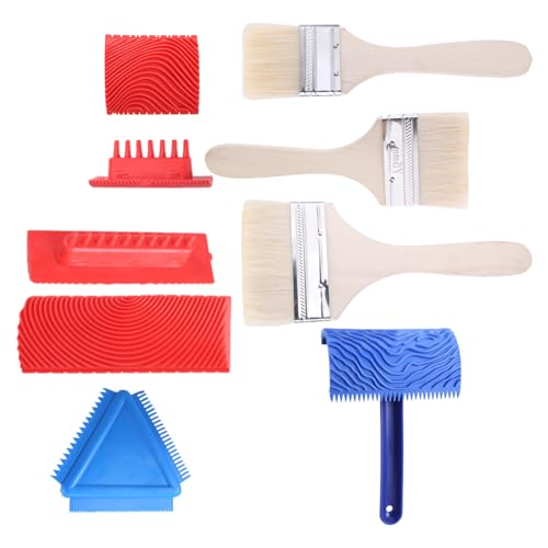 9Pcs Wood Graining Tool Wood Graining Roller Paint Brushes Rubber Graining Tool Paint Painting Tool For Wall Floor Room