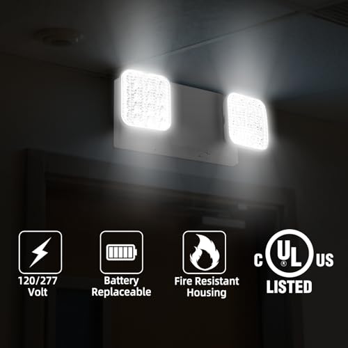 Enjvvs Emergency Light, LED Emergency Lighting with Battery Backup, 2 Adjustable Heads, Commercial Emergency Lights Combo for Business, 120V/277V AC, UL Listed, 1 Pack by Enjvvs - Used condition - Image 9