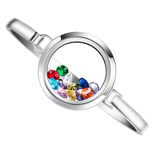 CAPTTE High-Capacity Pearl Cage Bangle - 25mm Stainless Steel Glass Floating Locket Bracelet