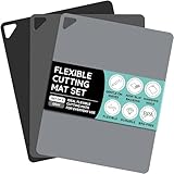 July Home Cutting Board Alternative for Kitchen - Extra Thick Flexible Plastic Cutting Board Set of 3, Non-Slip, BPA-Free, Easy to Clean, Colored Cutting Mats for Cooking, Durable Chopping Sheets