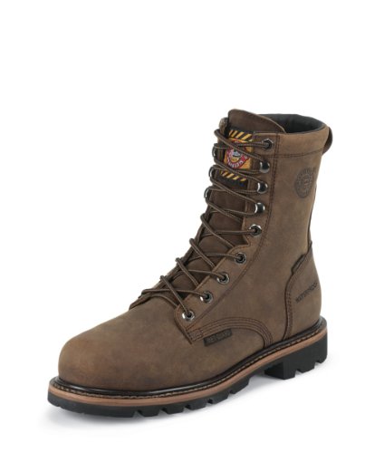Justin Original Work Men's Wyoming Waterproof Steel Toe Work Boots Brown 10.5 D
