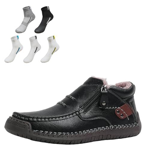 Bottes de conduite homme pour la randonnée et les voyages en cuir à bout large