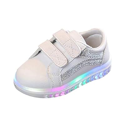 Zapatos para niños con luces para niños y niñas a rayas brillantes brillantes brillantes zapatillas deportivas zapatillas de bebé calcetines monocolor, plata, 23.5 EU | Ya disponible en tu tienda friki favorita! En mundofriki.es!