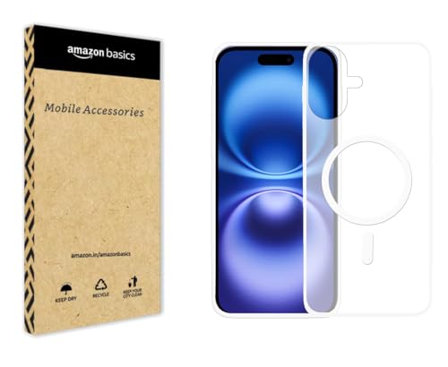 Image of amazon basics Luxury Paper Thin Case Cover for iPhone 16 5G | Matte Finish | Compatible with magsafe | (White, iPhone 16 5G)