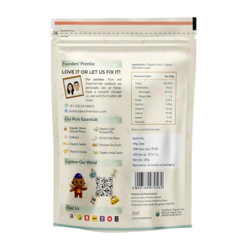 Image of Earthen Story Organic Amla Candy Chatpata 400g (2 x 200g) | Dry Gooseberry Rich in Vitamin C | Immunity Booster | Healthy Snack & Mouth Freshener | No Preservatives