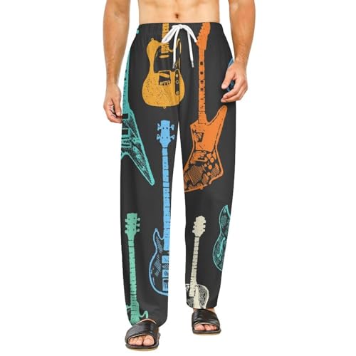 Bas de pyjama guitare colorée femme en taille S fini les nuits fraîches