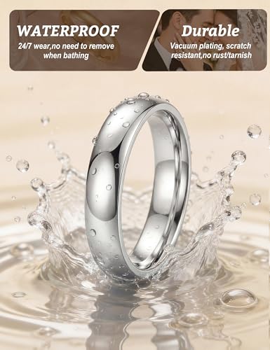 Image of ORAZIO Stainless Steel Rings for Men Women 6MM 8MM Wedding Band Rings Silver /Black /Gold Domed High Polished Basic Wedding Bands Comfort Fit Size 6-14