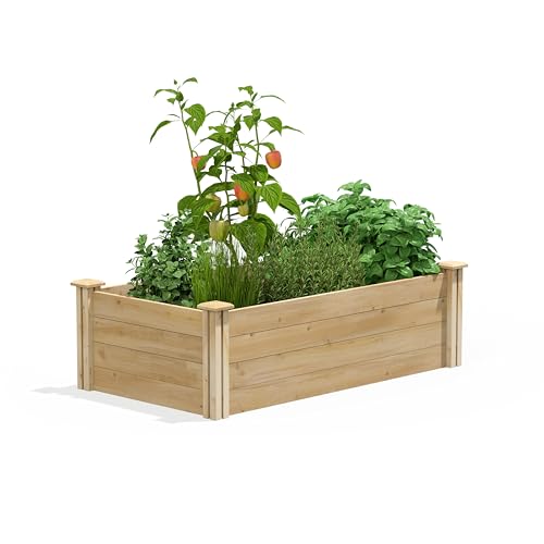 Greenes Fence Premium Cedar Raised Garden Bed, 2' x 4' x 14' (3/4' Thick) - Made in USA with North American Cedar