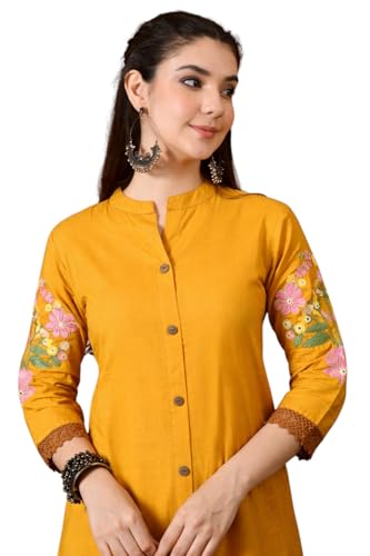 Image of Truvon Fashions Stylish Women's Co-Ord Kurta with Pant Set Cotton Floral Kurti for Women