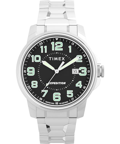 Timex Expedition montre homme acier 40 mm avec cadran noir lisible