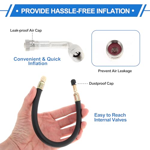 Image of Motoforti 1set 90 Degree Copper Tire Valve Extension with Durable Plastic 300mm Tyre Valve Inflation Adapter for Car Motorcycle RV Truck Bike