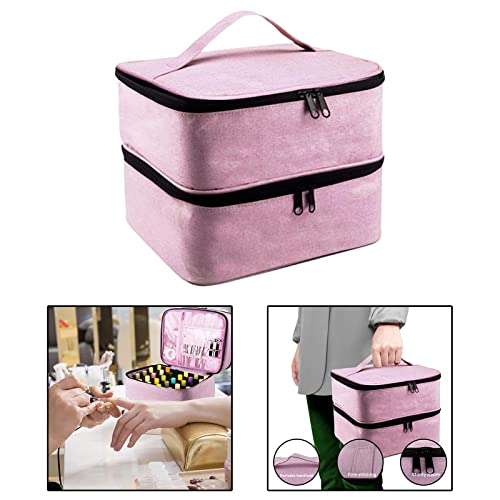 Colcolo Nail Polish Storage Bag, Nylon Organizer for Essential Oil Manicure Sets Pink - Image 4